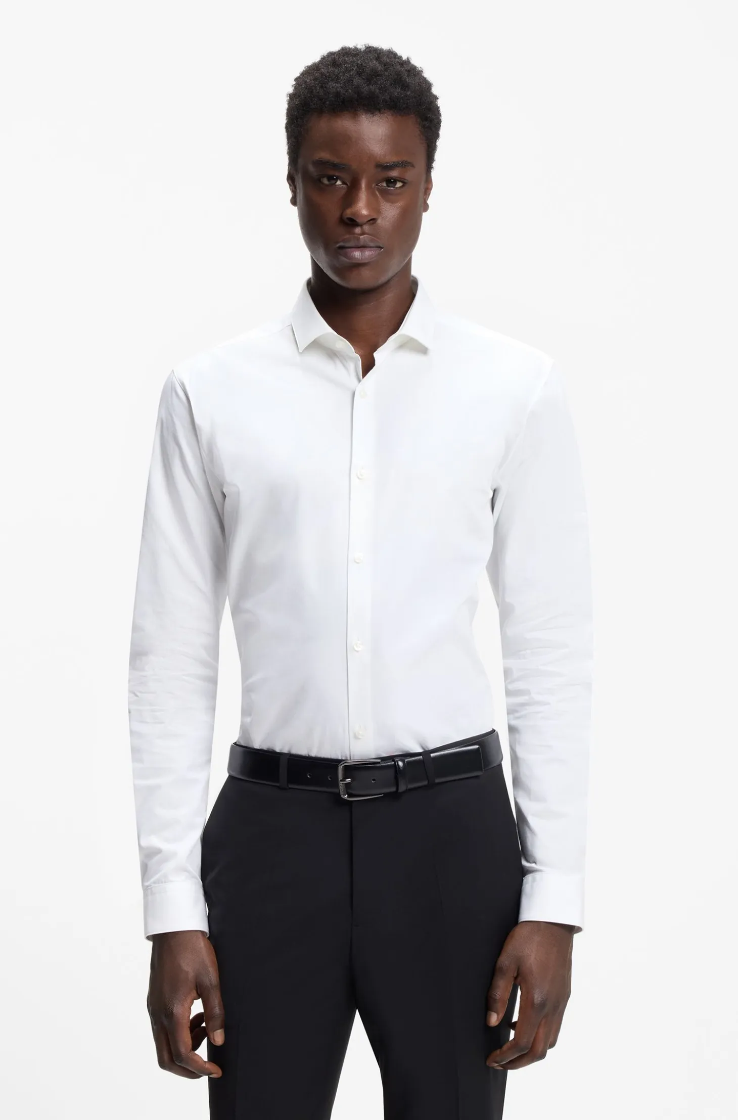 Extra-slim-fit shirt in cotton poplin with spread collar