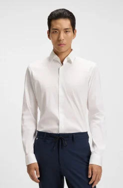 Extra-slim-fit shirt in easy-iron cotton-blend poplin