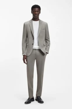 Extra-slim-fit suit in wool-blend poplin