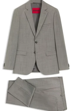 Extra-slim-fit suit in wool-blend poplin