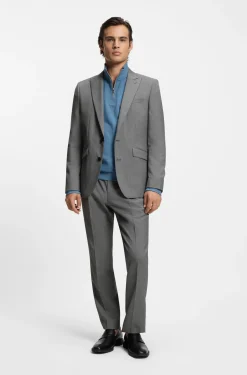 Extra-slim-fit trousers in virgin-wool dobby