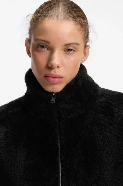 Faux-fur jacket with contrasting patch pockets