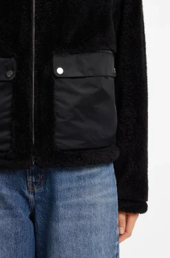 Faux-fur jacket with contrasting patch pockets