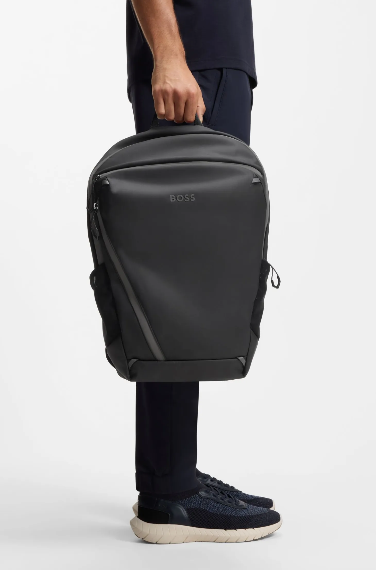 Faux-leather backpack with reflective details