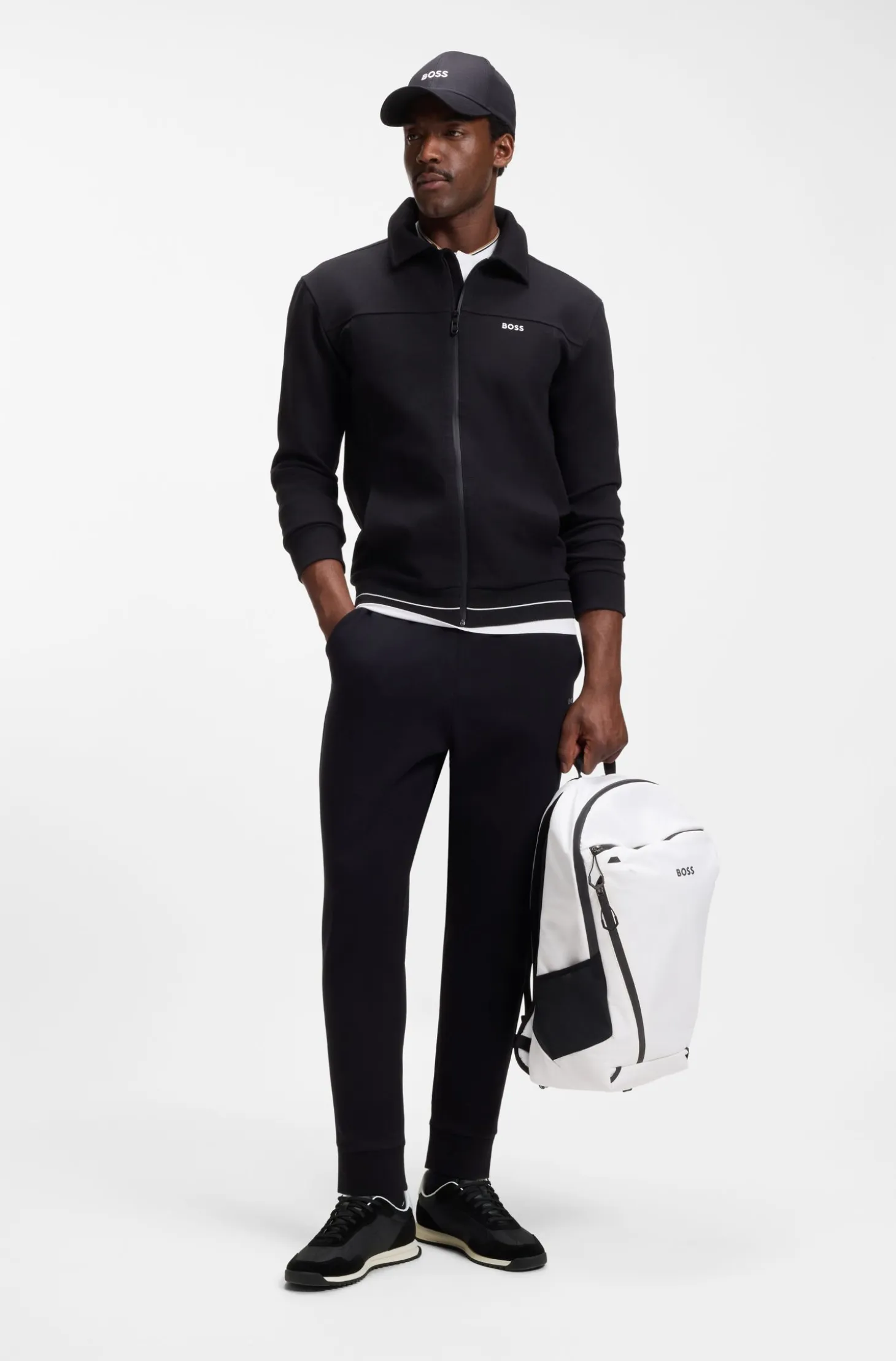 Faux-leather backpack with reflective details