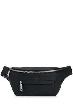 Faux-leather belt bag with embossed logo
