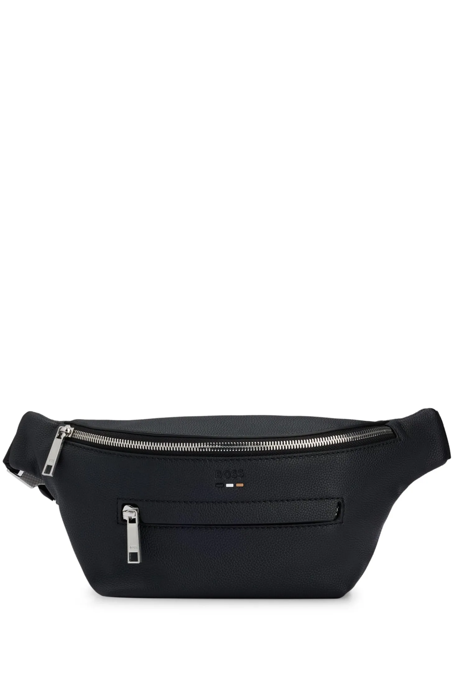 Faux-leather belt bag with embossed logo