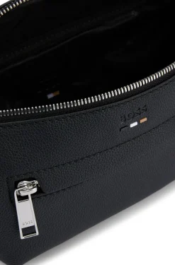 Faux-leather belt bag with embossed logo