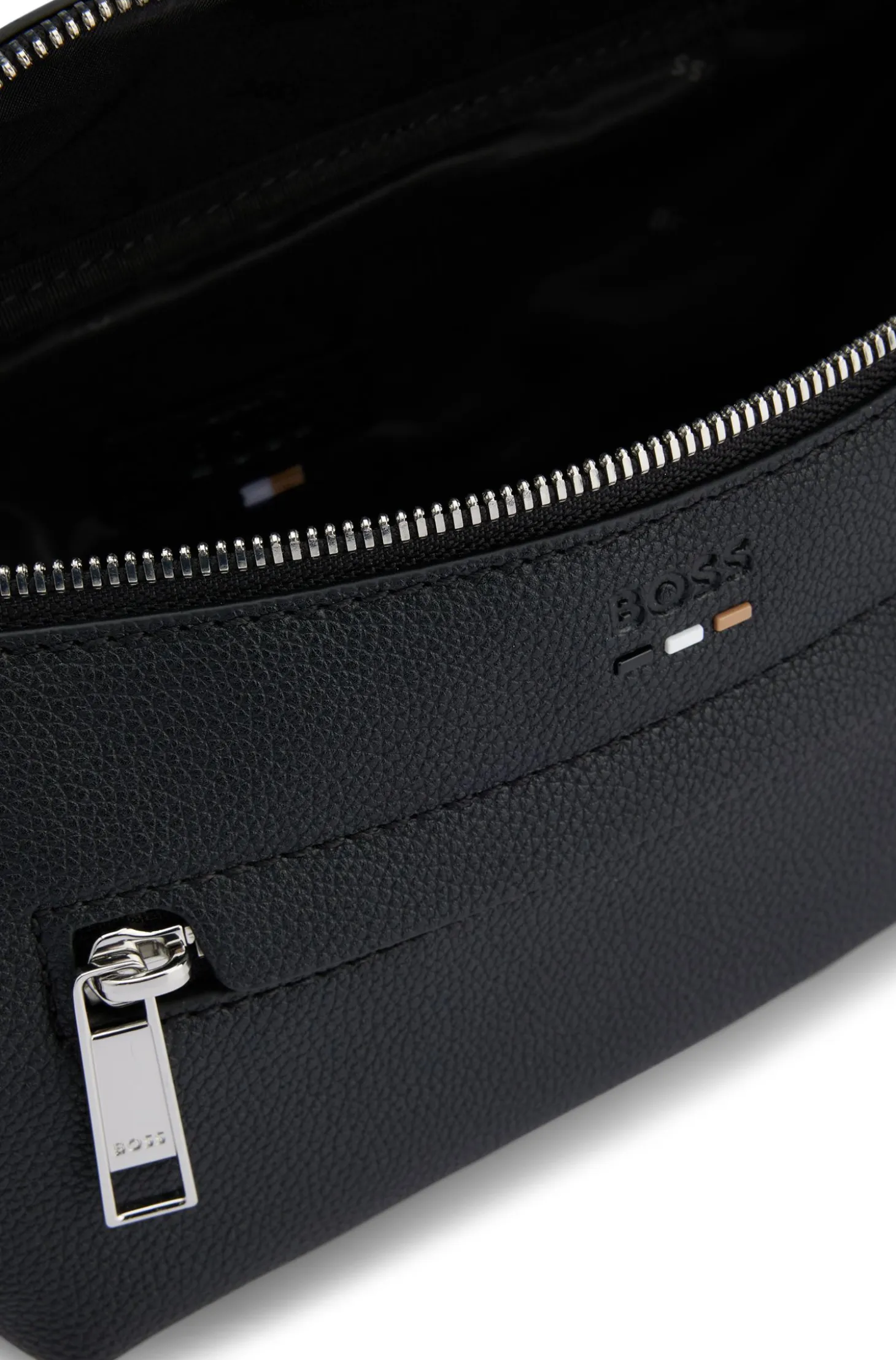 Faux-leather belt bag with embossed logo