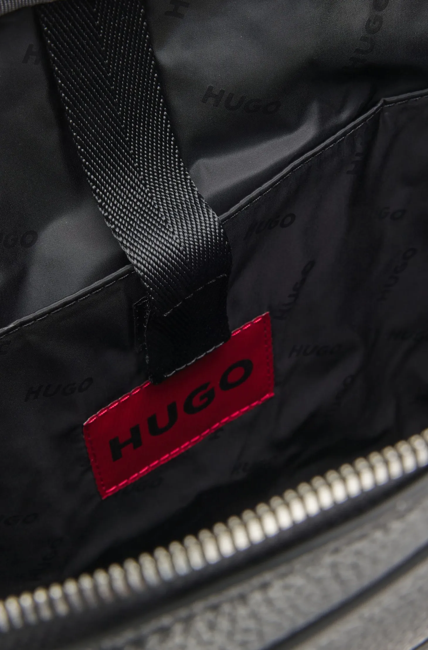 Faux-leather briefcase with logo lettering and detachable strap