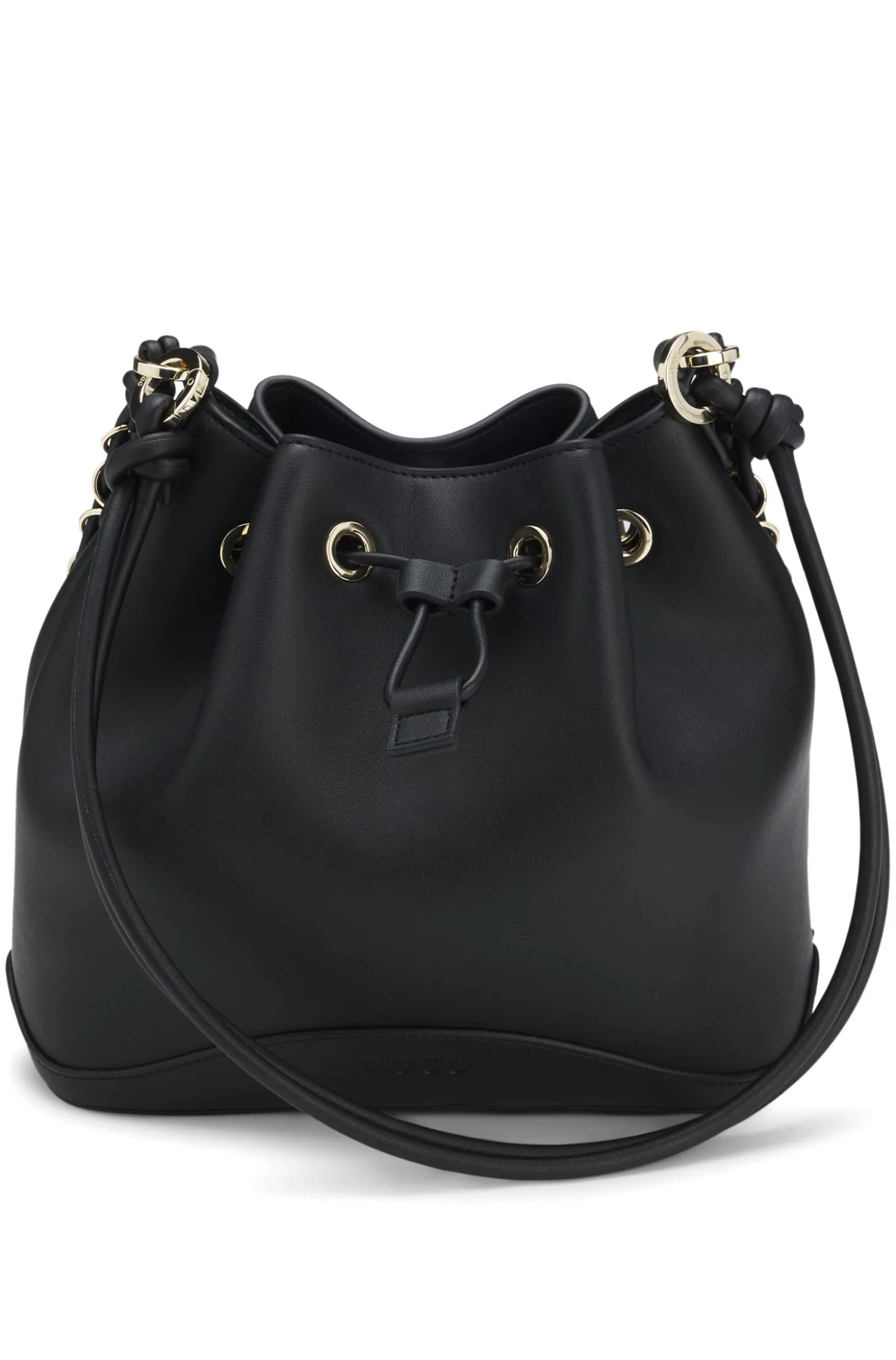 Faux-leather bucket bag with two straps