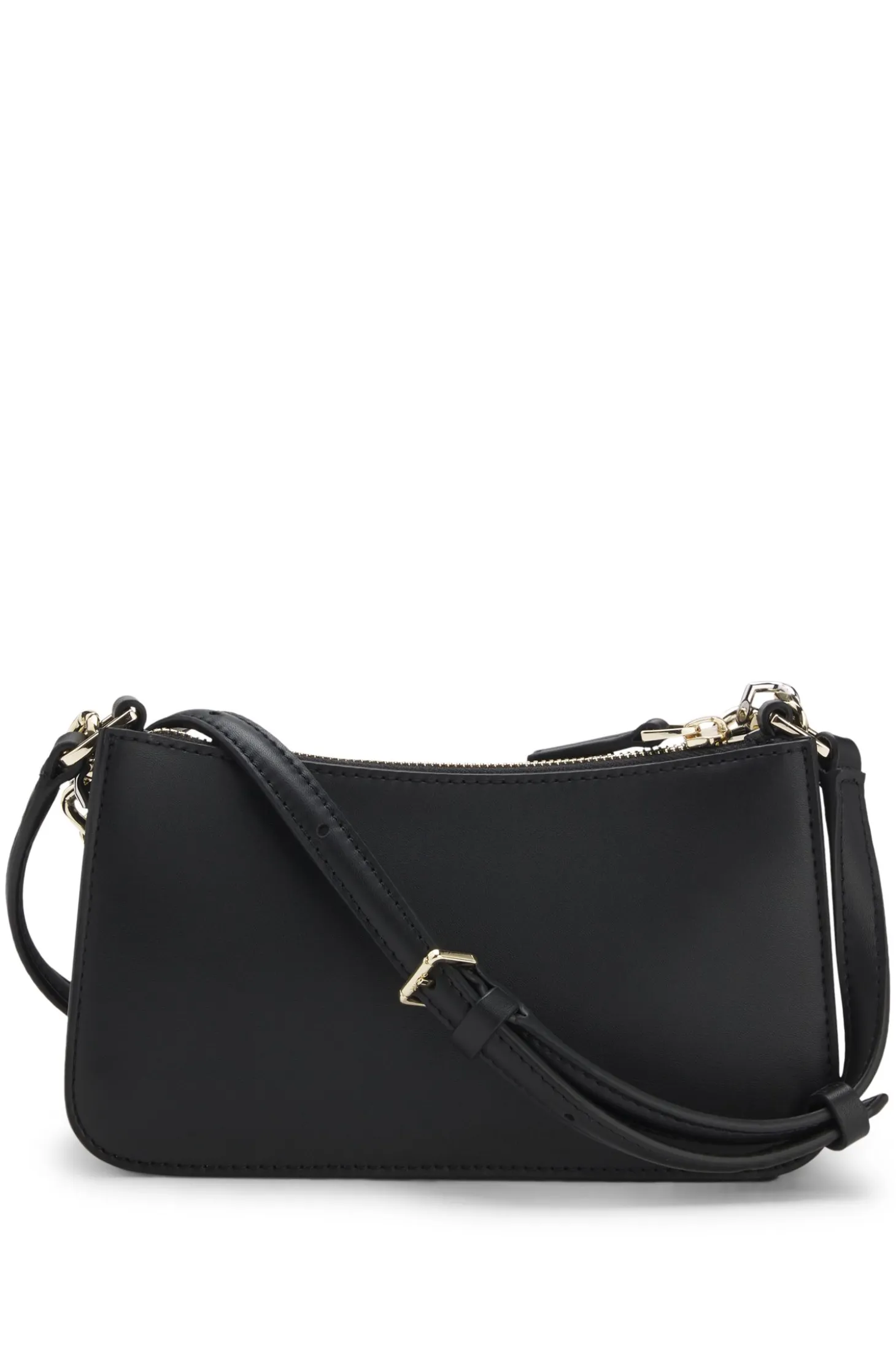 Faux-leather crossbody bag with decorative chain