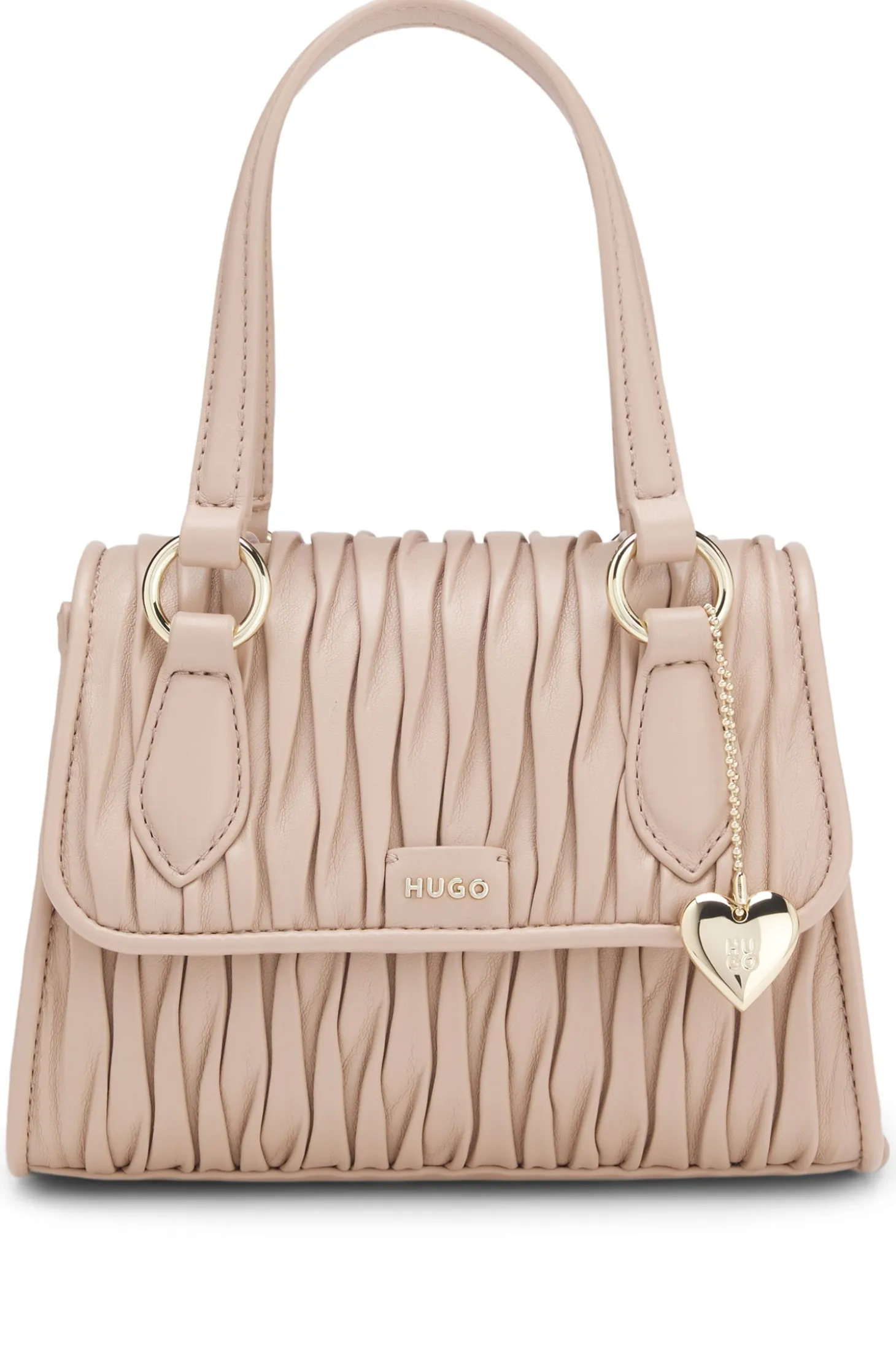 Faux-leather handbag with heart charm
