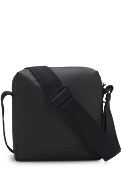 Faux-leather reporter bag with reflective details