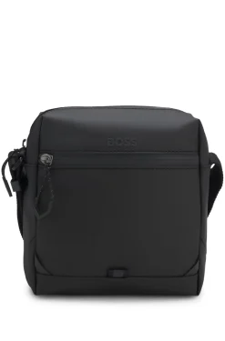 Faux-leather reporter bag with reflective details