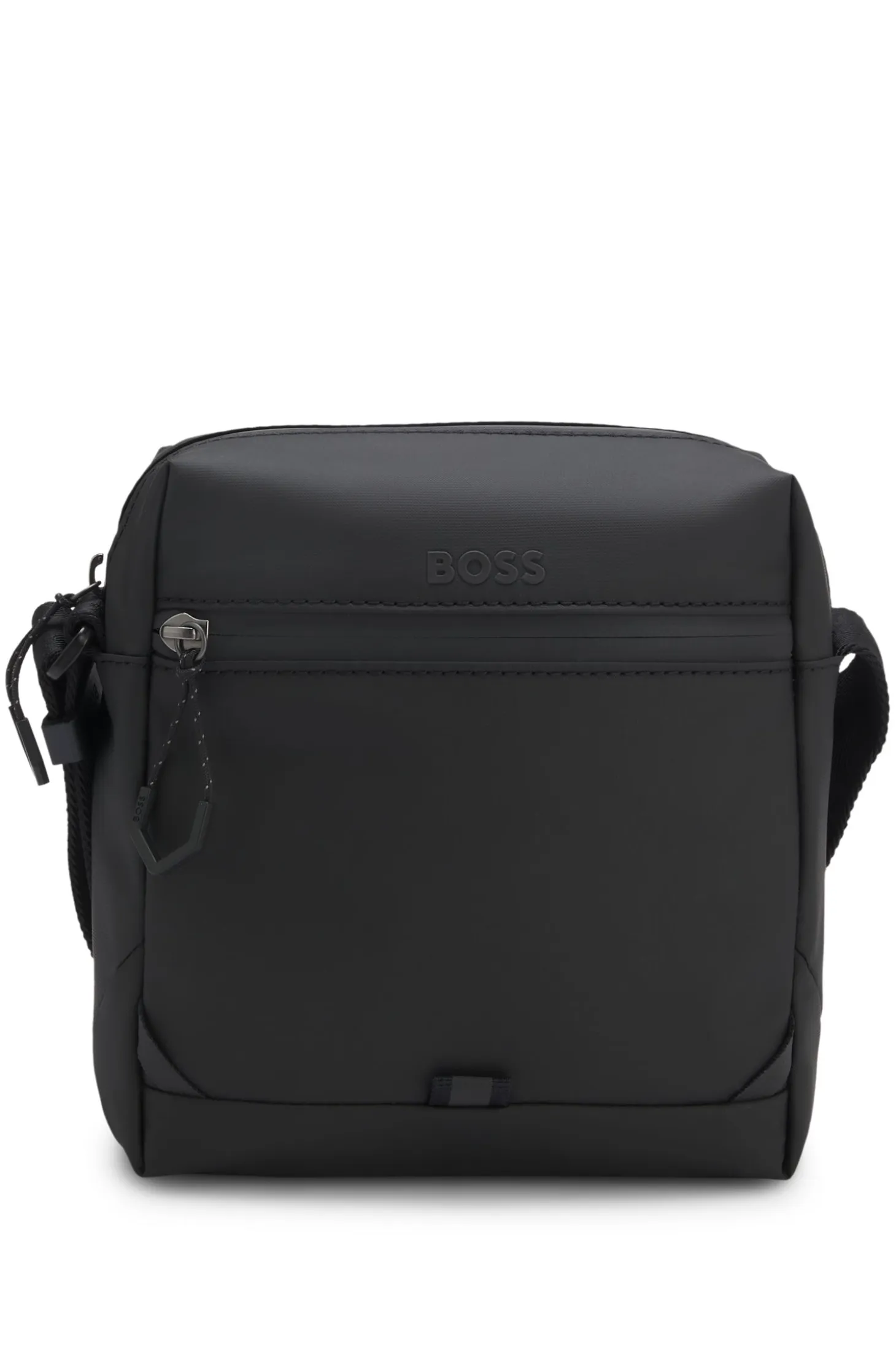 Faux-leather reporter bag with reflective details