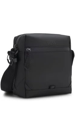 Faux-leather reporter bag with reflective details