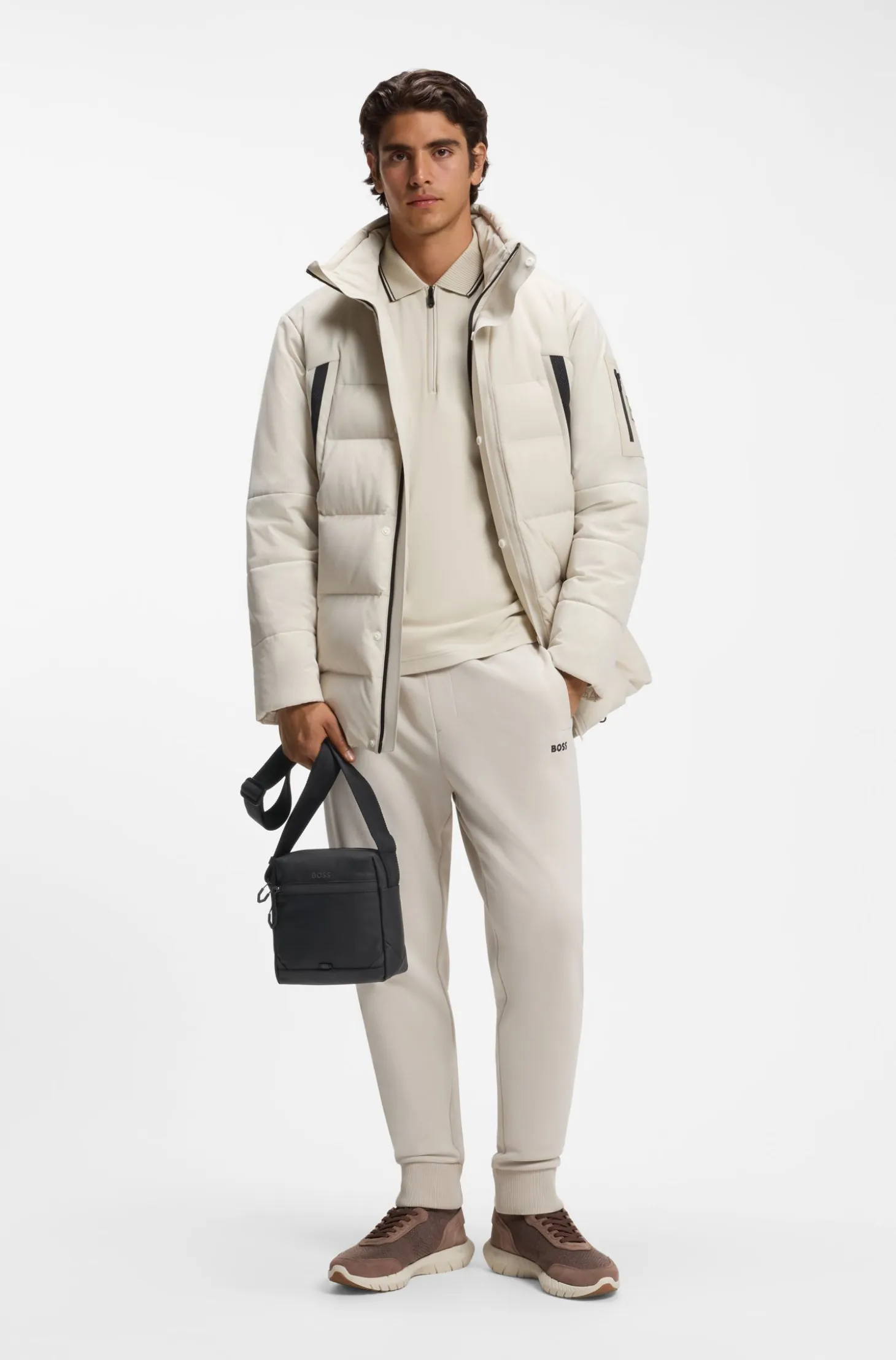 Faux-leather reporter bag with reflective details
