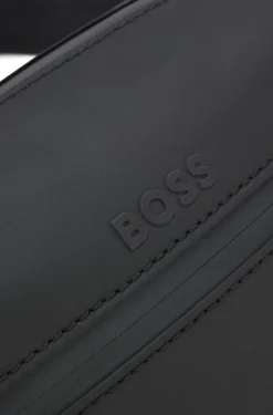 Faux-leather reporter bag with reflective details