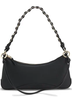 Faux-leather shoulder bag with two straps