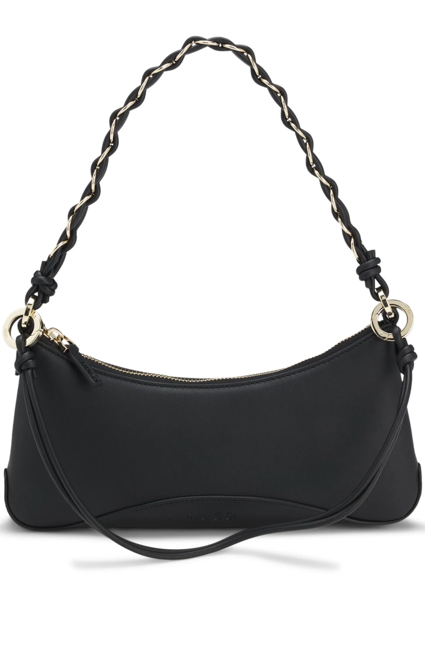 Faux-leather shoulder bag with two straps