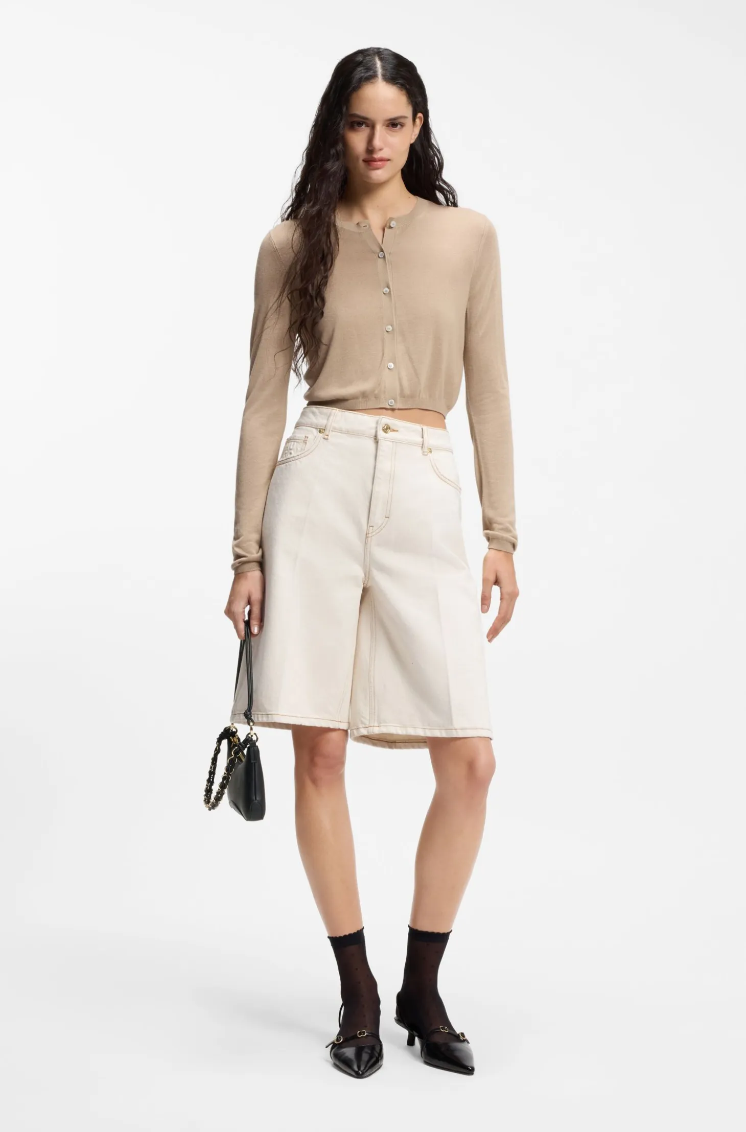 Faux-leather shoulder bag with two straps
