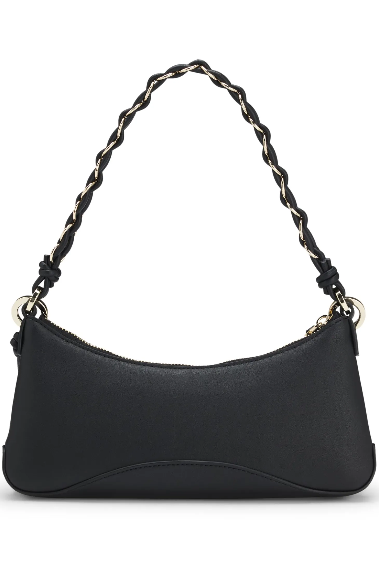 Faux-leather shoulder bag with two straps