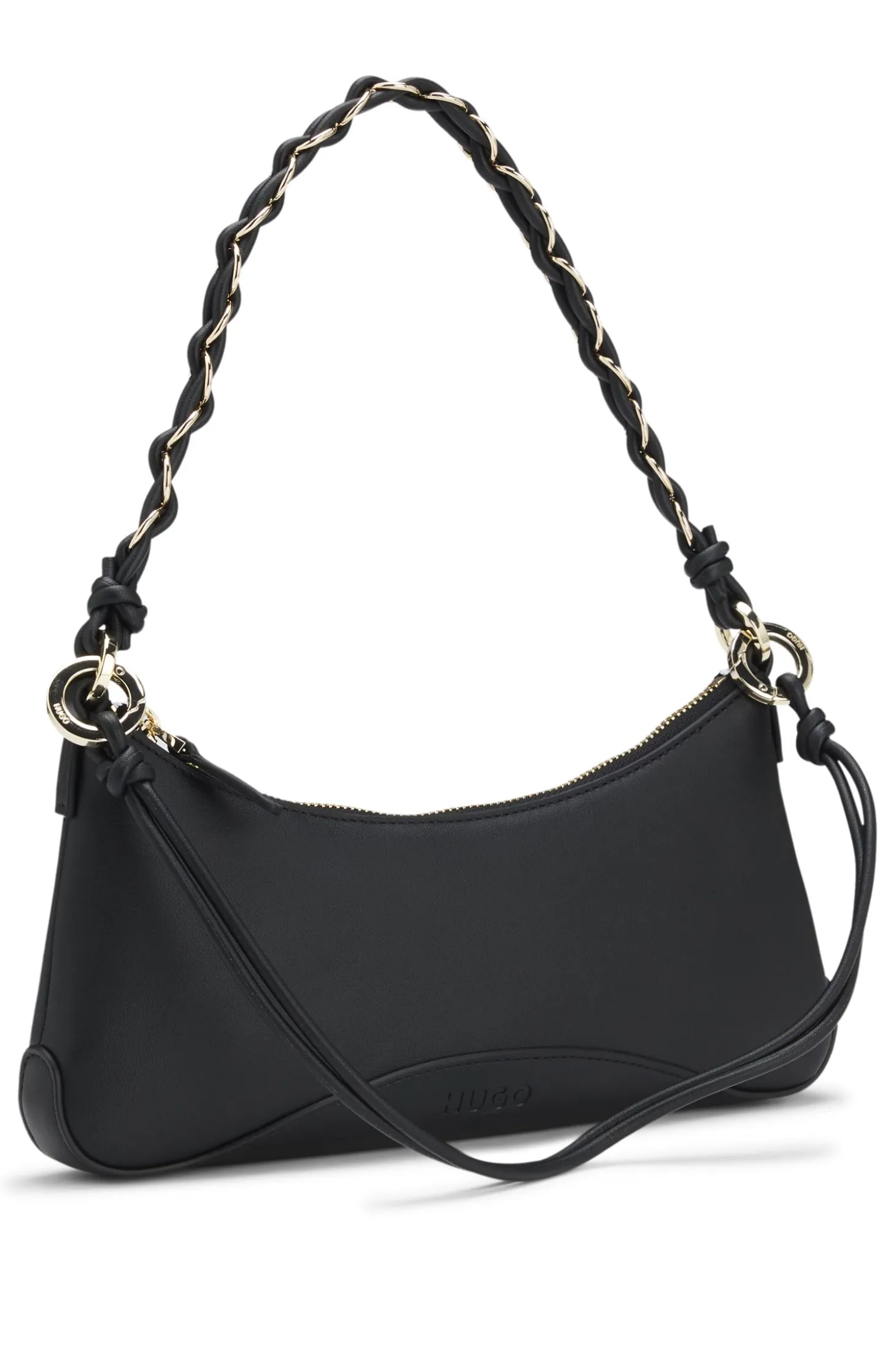 Faux-leather shoulder bag with two straps