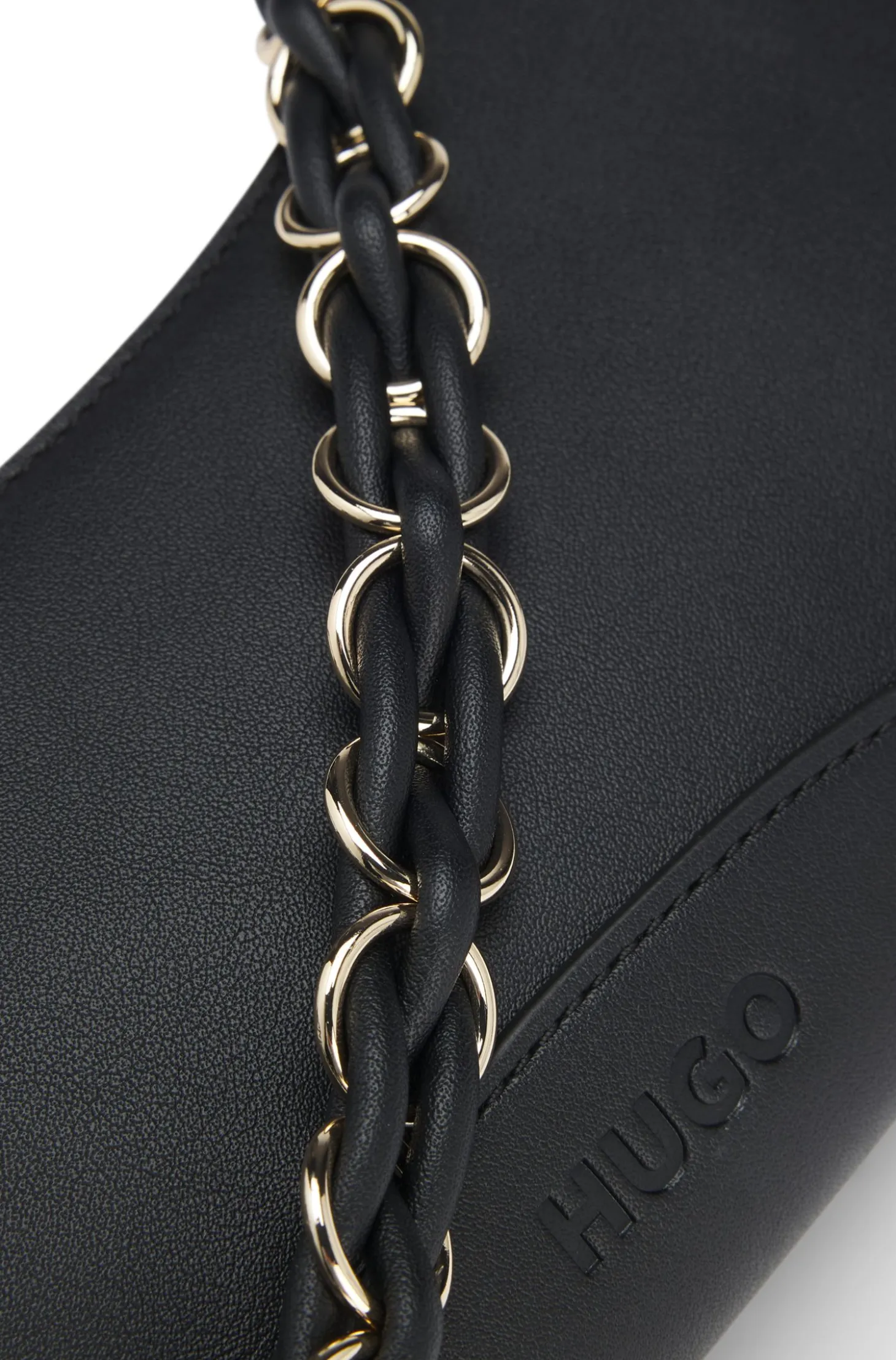 Faux-leather shoulder bag with two straps
