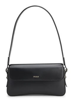 Faux-leather shoulder bag with logo lettering
