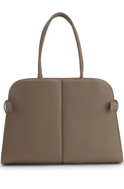 Faux-leather tote bag with embossed logo