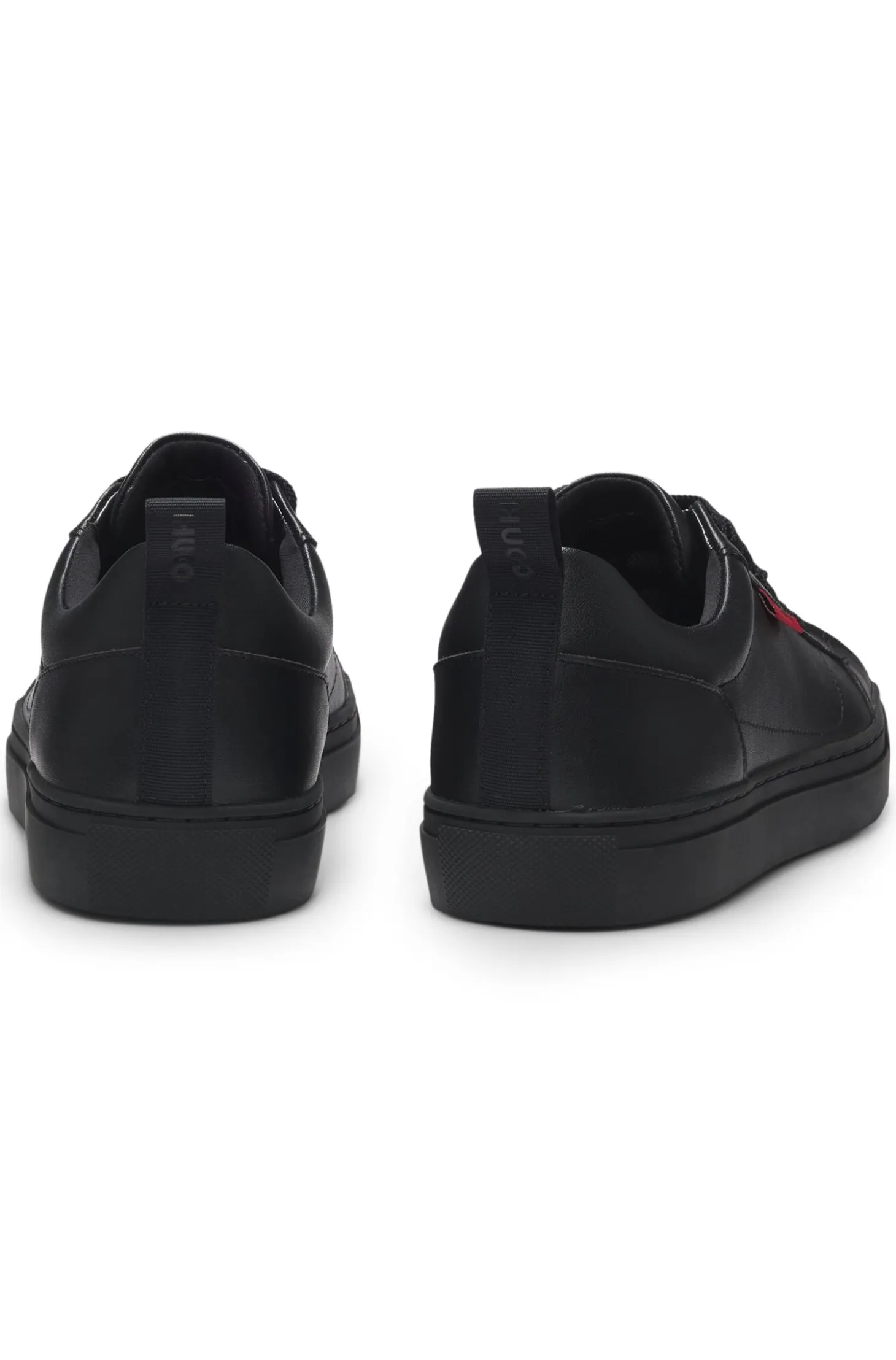 Faux-leather trainers with red logo flag