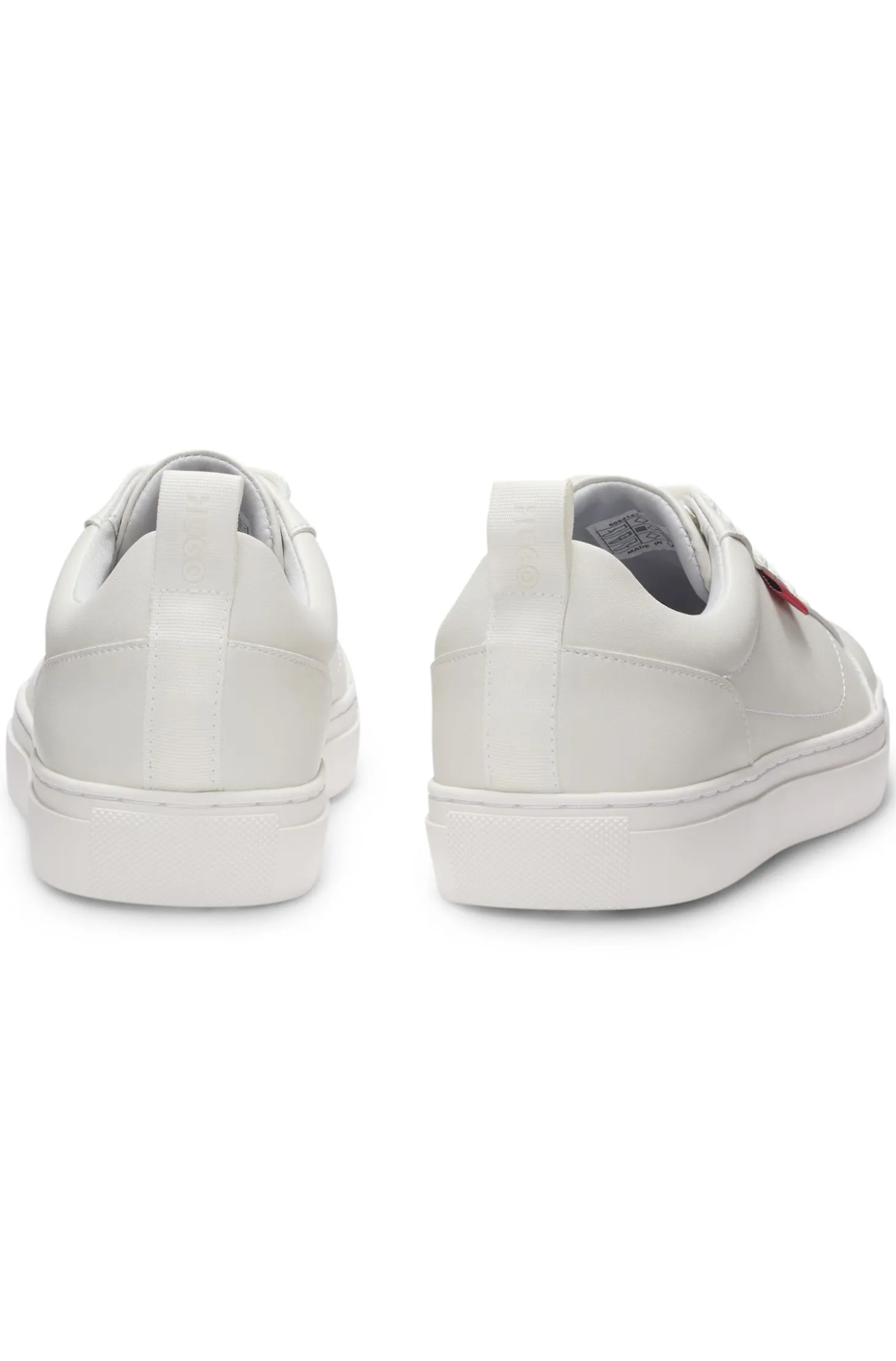 Faux-leather trainers with red logo flag