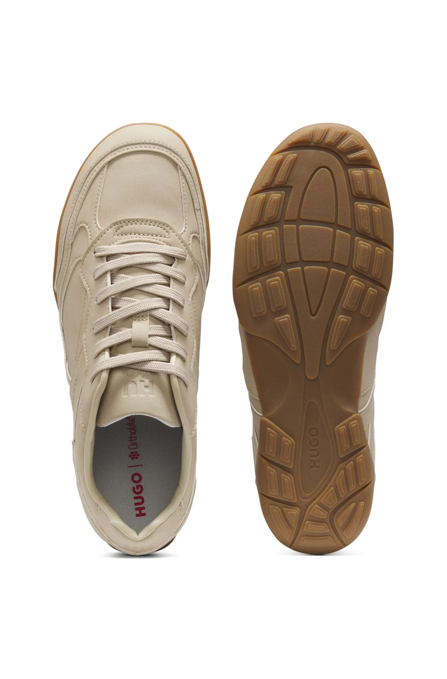 Faux-leather trainers with stacked logos