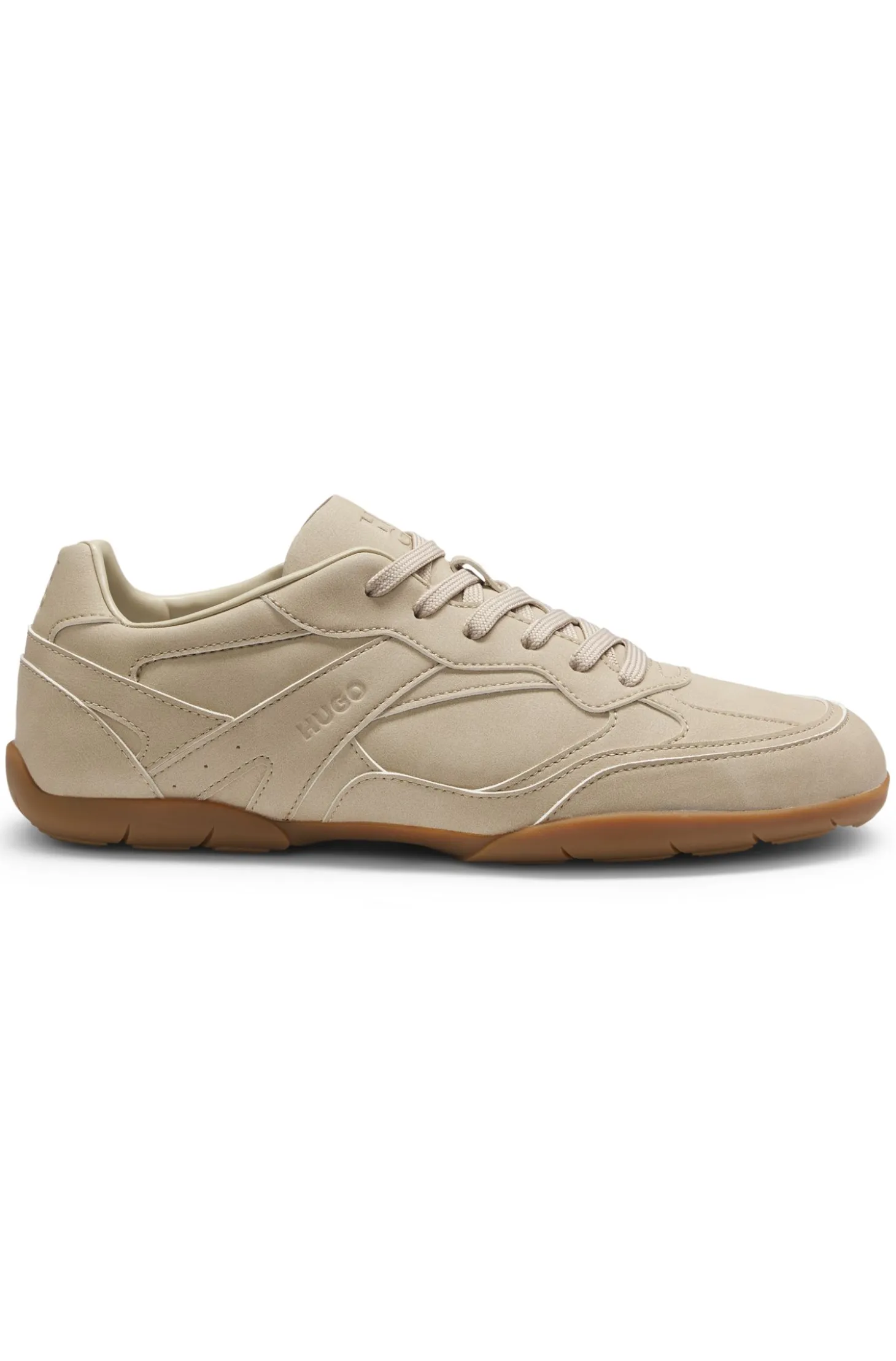 Faux-leather trainers with stacked logos