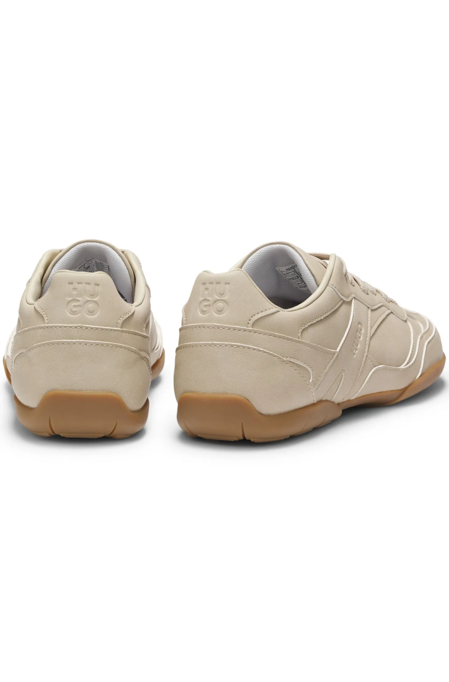 Faux-leather trainers with stacked logos