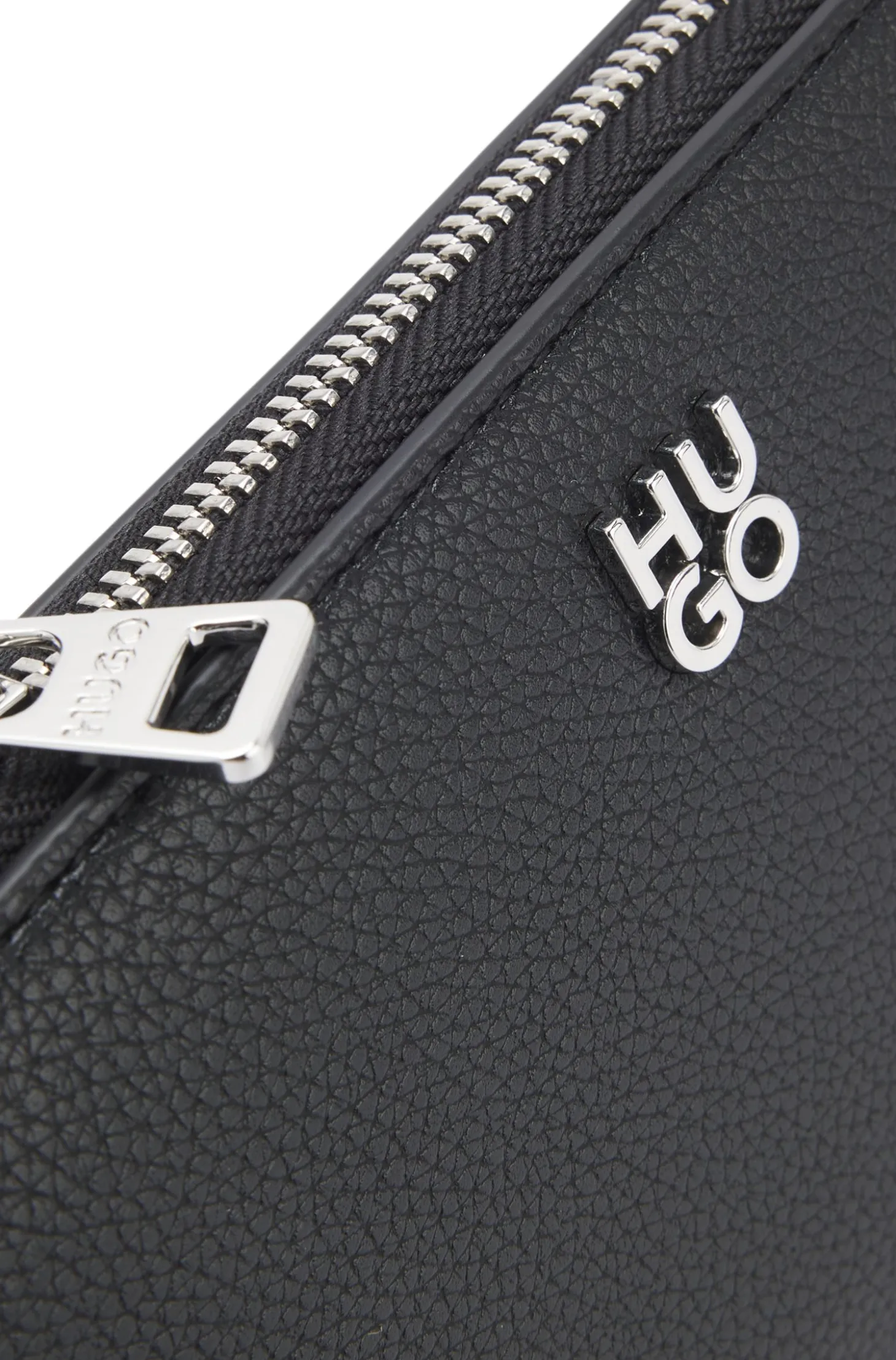 Faux-leather ziparound wallet with stacked logo