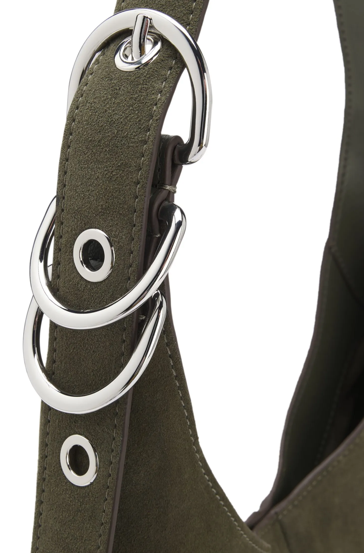 Faux-suede hobo bag with hardware trims