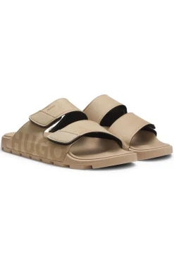 Faux-suede slides with logo detailing
