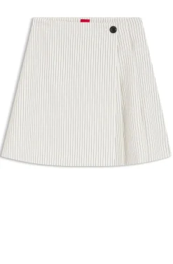 Faux-wrap mini skirt with pinstripe