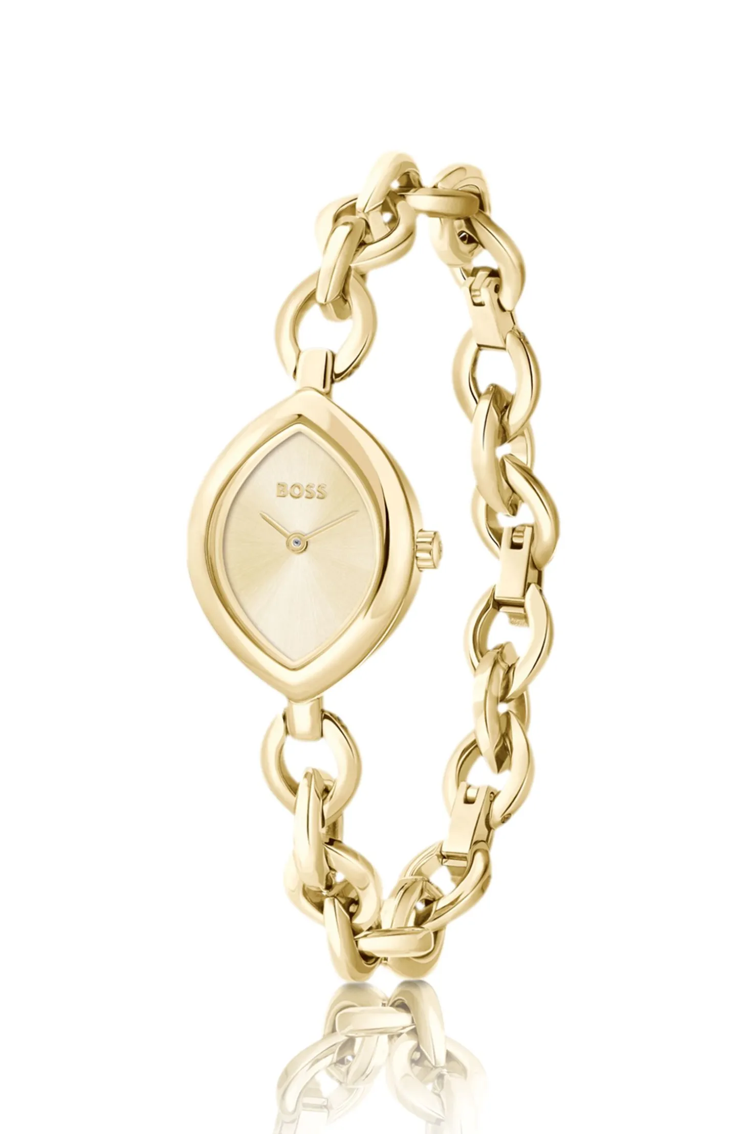 Fiora contoured watch in gold-tone steel