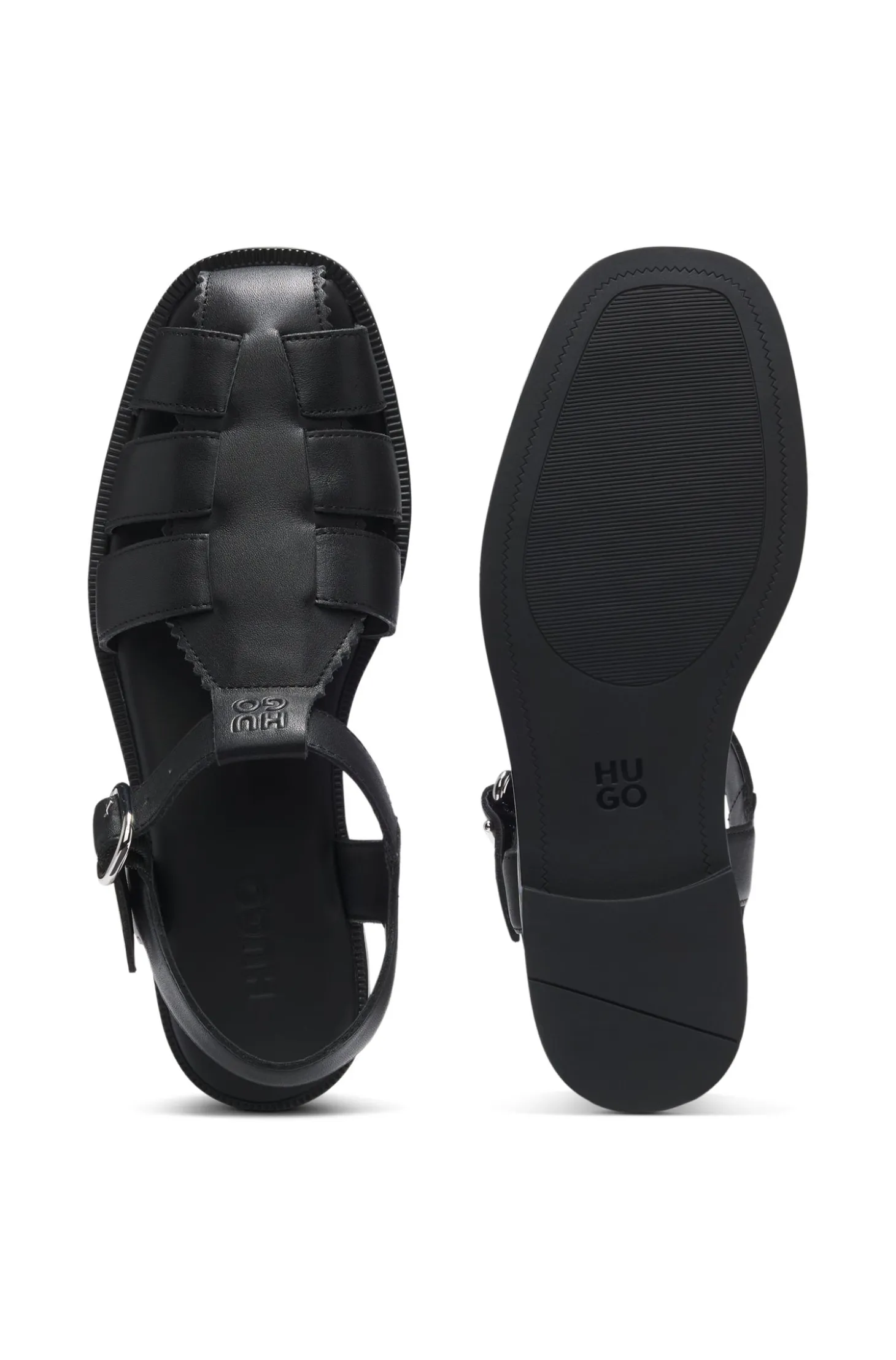 Fisherman-style sandals in leather with stacked logo