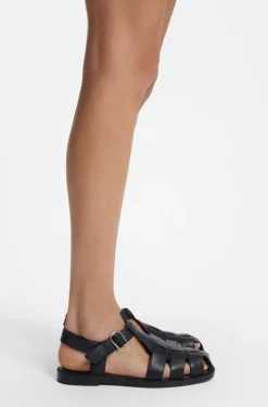 Fisherman-style sandals in leather with stacked logo