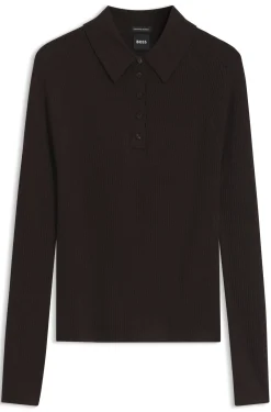 Fitted polo sweater in pure virgin wool