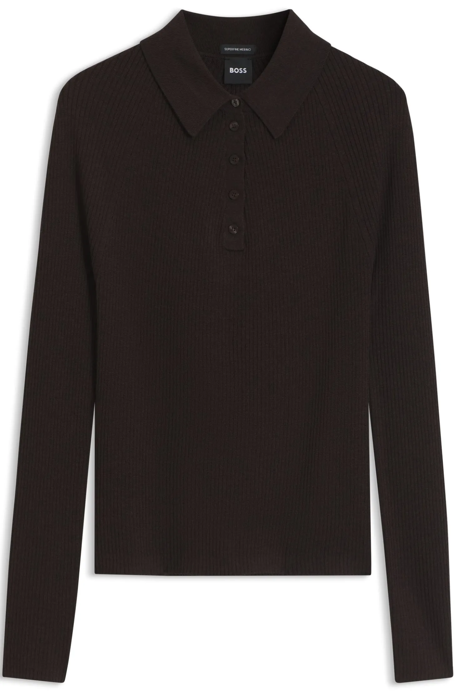 Fitted polo sweater in pure virgin wool