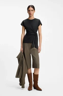 Fitted T-shirt with waist knot detail