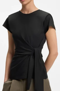 Fitted T-shirt with waist knot detail