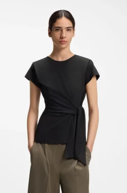 Fitted T-shirt with waist knot detail