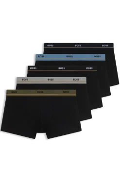 Five-pack of stretch-cotton trunks with logo waistbands