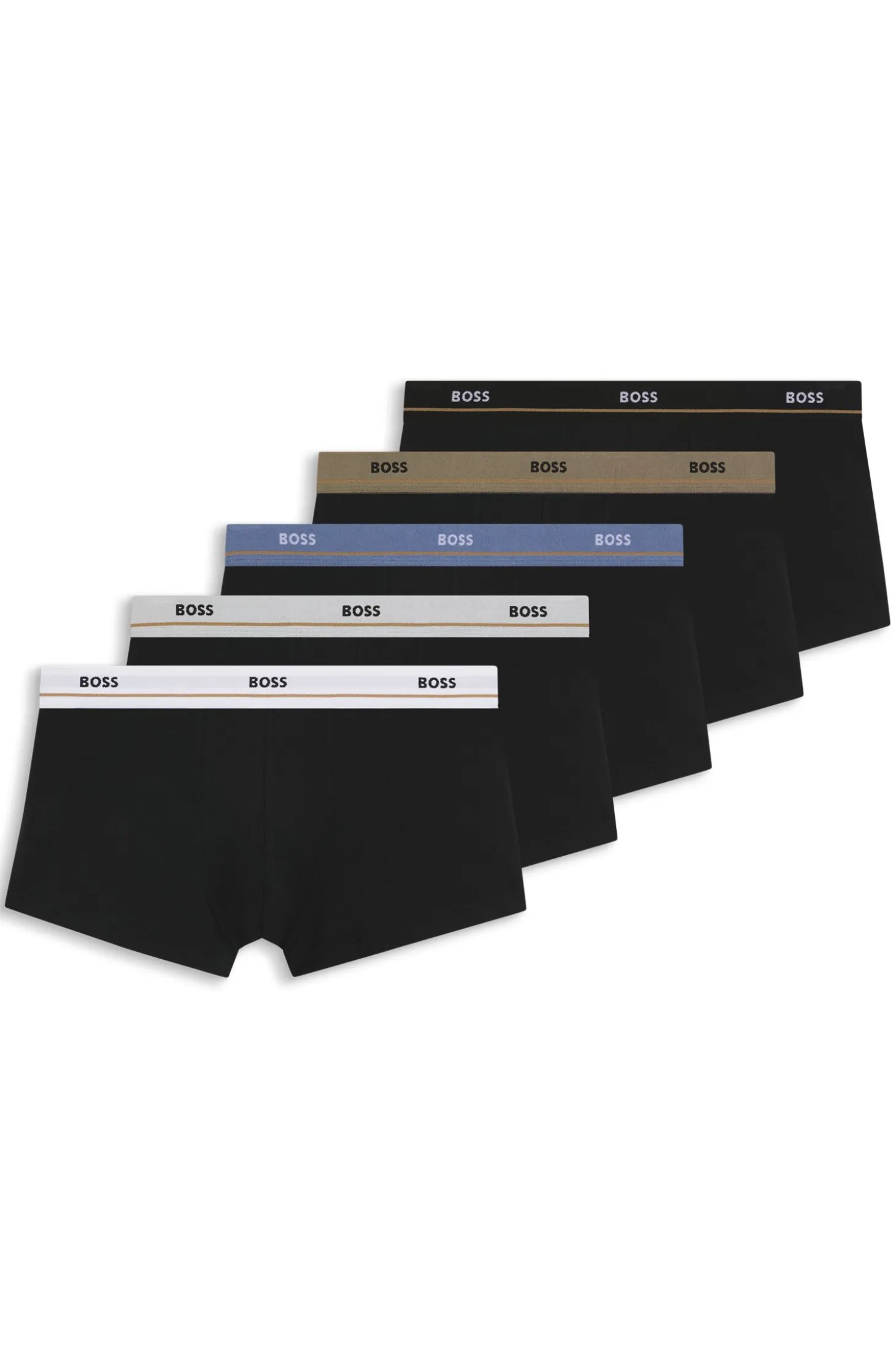 Five-pack of stretch-cotton trunks with logo waistbands